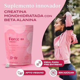 B-FIT B Creabet - Creatina Monohidratada Pura en Polvo - 125 Servicios 500 gr +3 Meses de Suministro - Pre Entreno Ideal Pre Workout - Creatina Sin Sa