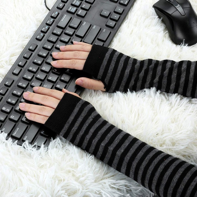 sourcing map Women's Arm Warmers Winter Knitted Cold Elbow Long