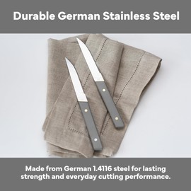 Misen Steak Knives Set of 4 - Precision Serrated Blades for Effortless Dining - German Stainless Steel - Superior Cuts with Four Steak Knives - Comfortable, Sleek Handles - Gray