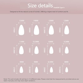ORZOLATENT Glossy Mauve Almond Press-On Nails, 12 Unique Shapes, 24-Piece Set with Stick, Glue, Alcohol Pad, Nail File, Reusable for Chic and Elegant Looks