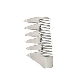 WOONEKY Dual Sides Alloy Pocket Beard Comb Anti-static Grooming Brush for Men Compact Wallet Silver Comb for Textured Styles and Smooth Finishing