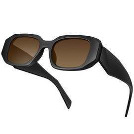 MIZZEO Trendy Oval Sunglasses for Women Men, Retro Vintage 90s Classic Trend Ladies Sunglasses for Small Face (Brown Lens)