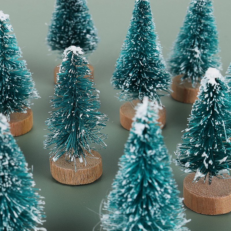 Pack of 12 Mini Christmas Tree, Artificial Bottle Brush, Christmas
