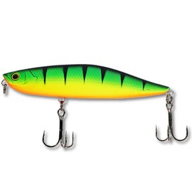 Topwater Bait LMAB Dog Vibe 85F, Stick Bait 8.5 cm, Surface Wobbler, Hardbait, Lead-Free, Surface Bait for Walk the Dog, Bass, Aspp Artificial Bait, Surface Bait Pike (Fire Tiger)
