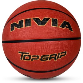 Nivia Top Grip Basketball | Color: Brown | Size: 5 | Rubberized Moulded | for Adults | Panels 8 | Machine Stitched | Suitable for Hard Surface, Wooden Flooring, Indoor Synthetic Surface