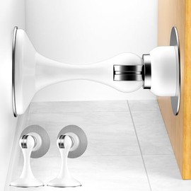 Paquete de 2 topes magnéticos para puerta, tope magnético de acero inoxidable, montaje en pared y suelo, sin perforación, con cintas adhesivas 3D para
