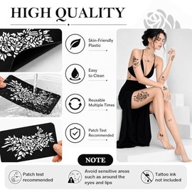 253 Piece Henna Stencil Set, Temporary Tattoo Stencils for Face and Body Painting DIY, Reusable Mehndi Templates for Beginners, Ideal for Party & Festival