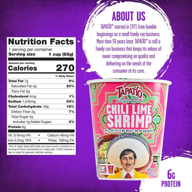 Tapatío Ramen Noodle Soup, Chili Lime Shrimp Flavored - Microwaveable