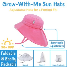 JAN & JUL Girls' Quick Dry Sun-Hat with Neck Flap for Swimming, 50+ UPF Hat for Toddlers (Pink Sorbet, M: 6-24 Months)