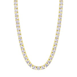 KRKC&CO 4mm Tennis Chain for Men, 14k Gold Necklace, Iced Out Prong-Setting 5A Cubic Zirconia Stones Hip Hop Rappers, 20in, 𝐅𝐚𝐭𝐡𝐞𝐫𝐬 𝐃𝐚𝐲 𝐆𝐢𝐟𝐭𝐬