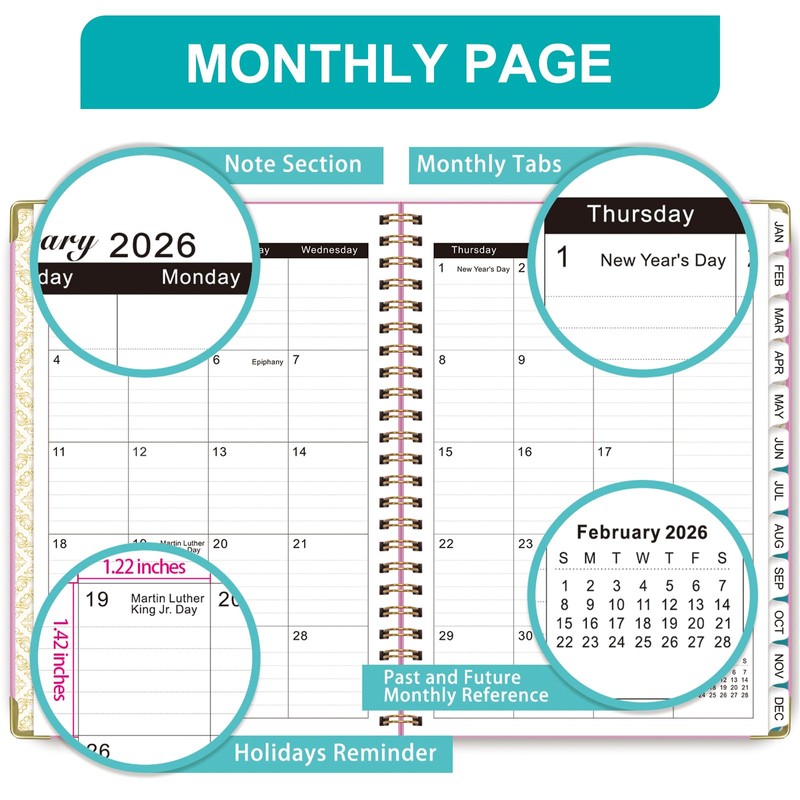Mistep 2026 Dairy Planner Notebook A5 With Line Pages, Metal