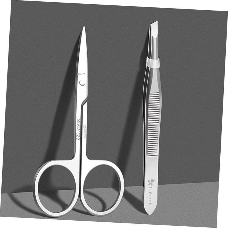 FOMIYES 2 Sets Professional Eyebrow Trimmer Scissors Stainless Steel Brow