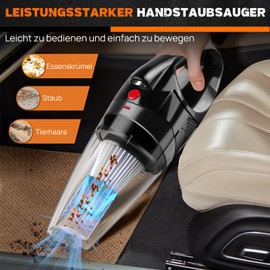 Yiyai Handstaubsauger, 65W Handstaubsauger Akku mit Ladestation, Kabellos Autostaubsauger mit Waschbar HEPA-Filter, Handsauger Staubsauger für Auto, Haus, Tierhaare, Schwarz