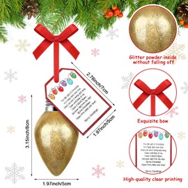 Vercraft Christmas Friendship Ornament Gifts for Women 3.15'' Glitter Christmas Bulb Ornament Friends Ornaments with Poem Friendship Card Red Bow Stocking Stuffer Gifts for Christmas Tree(Gold)