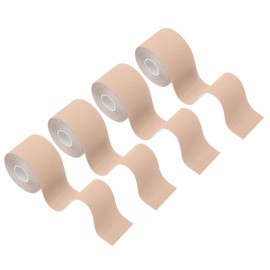 PATIKIL 5.5 Yard x 2 Inch Kinesiology Tape, 4 Roll Adhesive Cotton Sports Muscle Support Tapes Waterproof Elastic Tape for Knee Ankle Wrist Shoulder, Light Skin Color