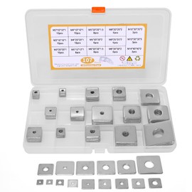 Pack of 107 square washers, square washer M3 M4 M5 M6 M8 M10 M14 stainless steel rectangular washer with round hole, flat square washers for bolts threaded rods