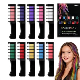 10 Colors Festive Fun Hair Chalk Combs, 2026 NewTemporary Glitter Hair Colors Hair Chalk Combs, Washable Quick Dry Vibrant Temporary Colorfor Birthday Party, Christmas Giftsfor Teenage and Girls