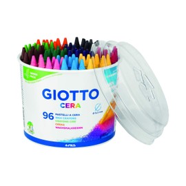 GIOTTO Cera Wax Crayons for Children, Pot of 96 Assorted Colours, Super Washable, Ideal for Home and Schools