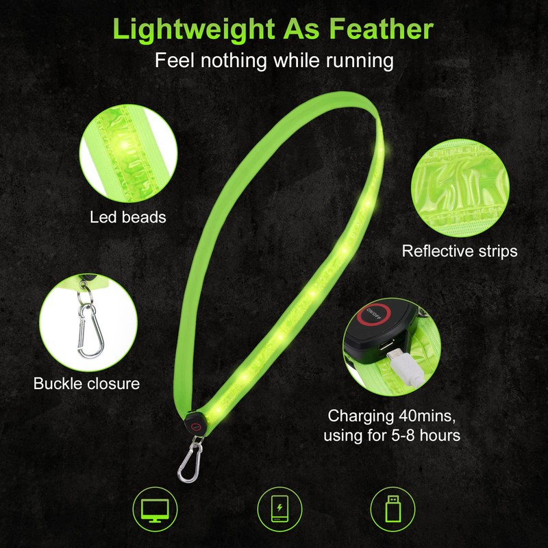 flintronic Reflective Belt Sash Gear, Luminous Led Safety Shoulder Strap,