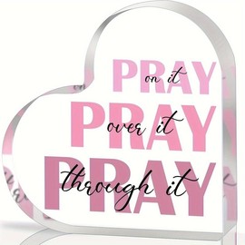 Heart Shaped Acrylic Prayer Sign, 1 Count Inspirational Acrylic Sign Ornament, Prayer Gifts for Women, Religious Decorations, Valentine's Day Gift Idea