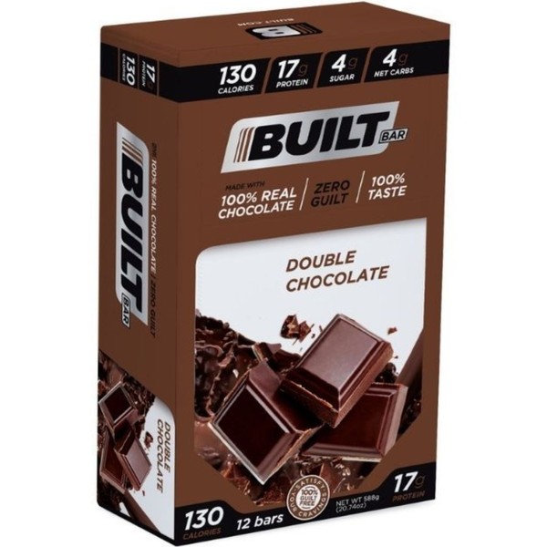 Built Bar, Protein Bar and Energy Bar, Box of 12 Bars, Double Chocolate / 1 Box (12 Bars)