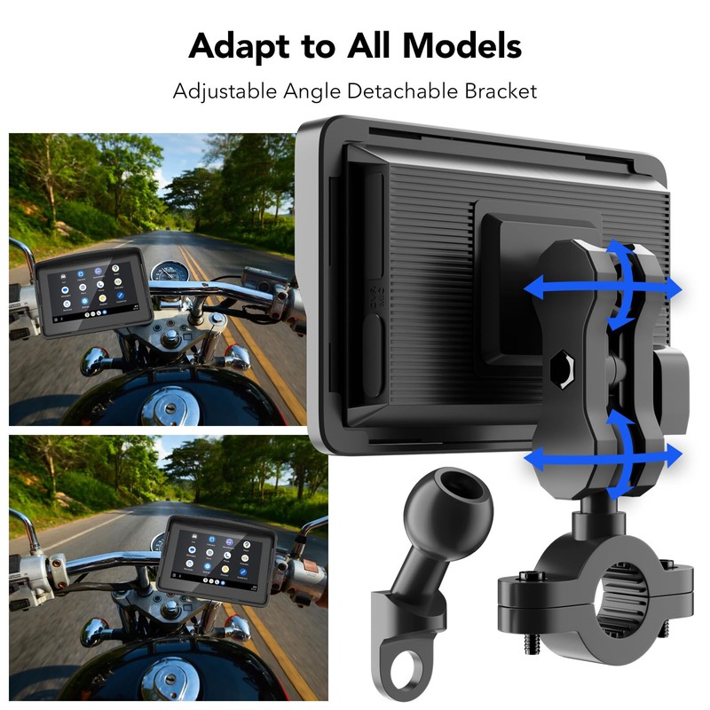 YCV Motorcycle Carplay Screen, Wireless CarPlay & Android Auto for