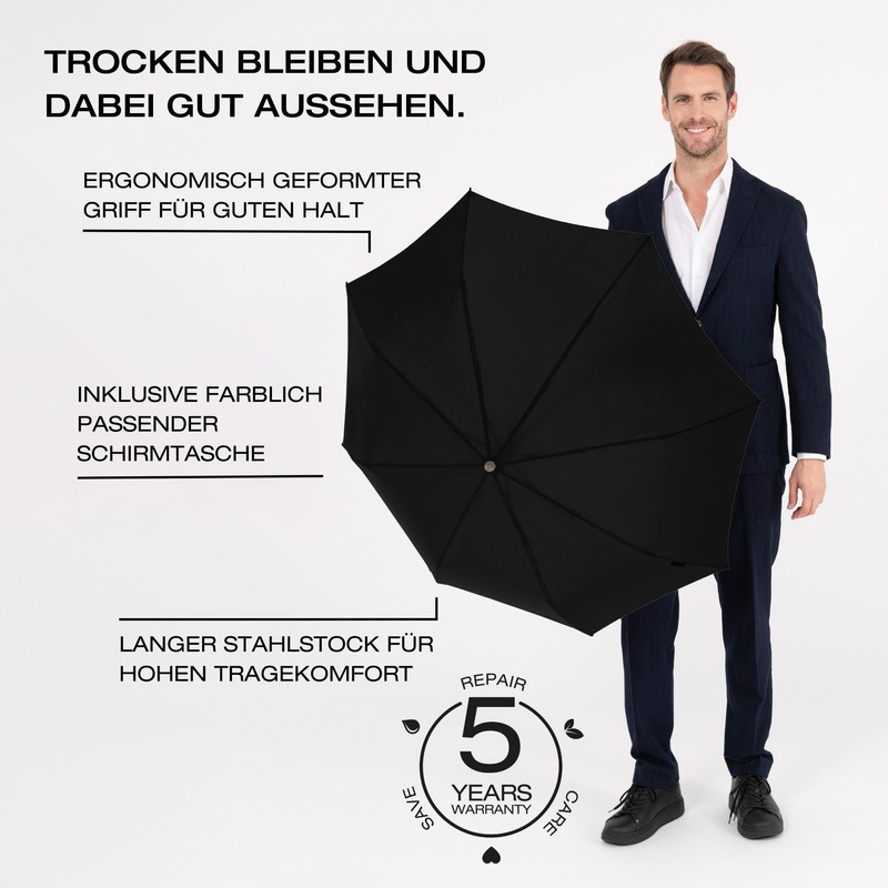 Knirps T Duomatic "Black Edition" Pocket Umbrella - Foldable -