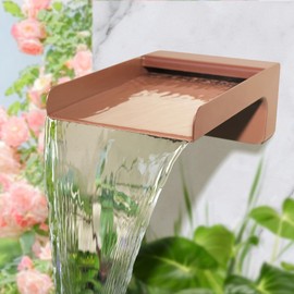 SUMGREEN 304 Stainless Steel Water Fountain Spout Scupper, Made Exquisite Handcrafted Garden Waterfall Spillway for Landscape Decors, Patios, Pools, Courtyards, Water Walls (Brown Powder Coating)