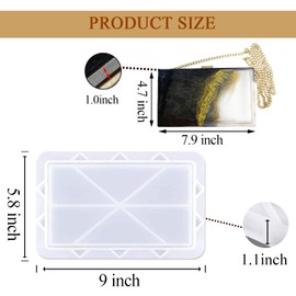 MUFUN Rectangle Resin Clutch, Unique Fashionable Bag Mold with 26pcs Tools