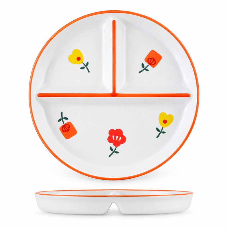 8-Inch Bone China Divided Plate for Breakfast & Meals –