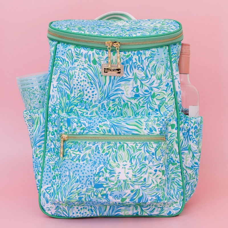 Lilly Pulitzer Insulted Backpack Cooler Large Capacity, Green Portable Soft