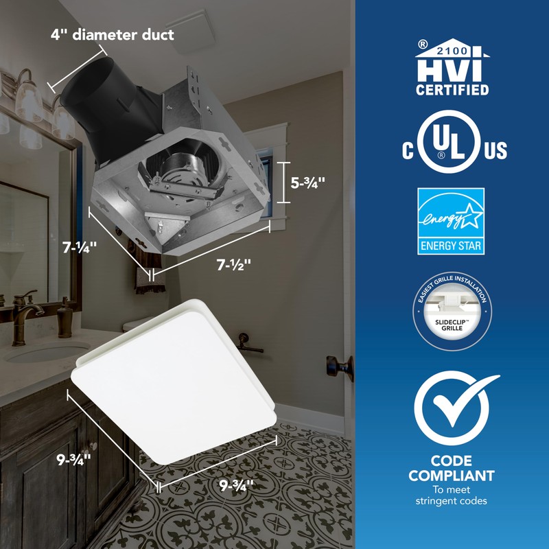 Broan-NuTone Bathroom Exhaust Fan Easy Retrofit without Attic Access, Quiet