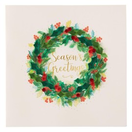 NIQUEA.D Christmas Card, Quilling Wreath, Includes a Holiday Sentiment and Coordinating Envelope (NCC-0036), multicolored, 6" x 6"