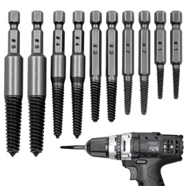 HELION 10 PCS Screw Extractor, Screw Removal Tool Sc rew Remover and Extractor Bit Set Damaged Screw-Extractor Set, Stripped Screw-Extractor for Removing Broken Bolts Studs Sizes 1#-5#