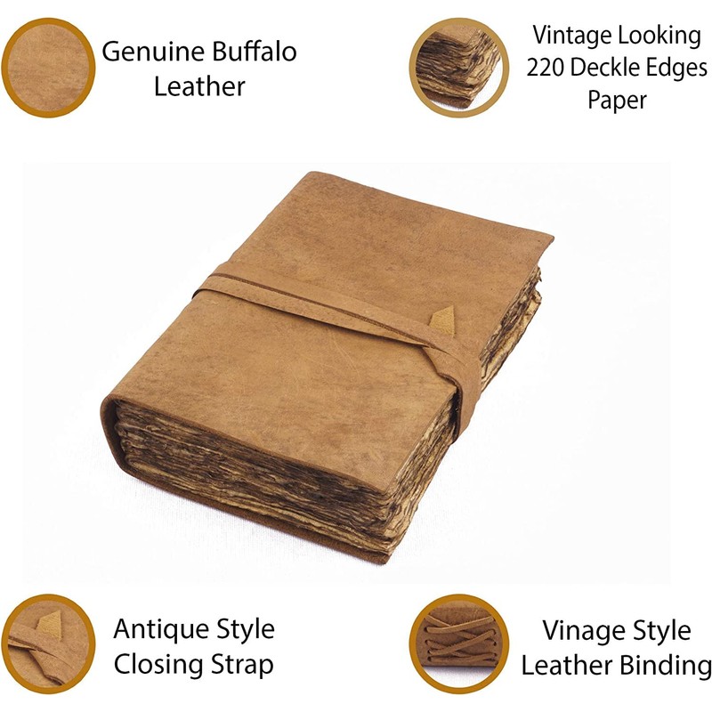 Craftezo Vintage Leather Journal - Antique Leather Bound Journal Writing
