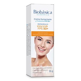 BIOBÁSICA Crema Humectante y Protectora Solar FPS 50+, Acción Dual que Protege e Hidrata la Piel, Protector Solar UVA y UVB, Resistente al Agua, 55 g