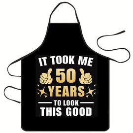 Funny Birthday Gifts, Waterproof Apron for Men Women Kitchen Chef Cooking BBQ Aprons, Birthday Father’s Mother's Day Grilling Gifts (50th)