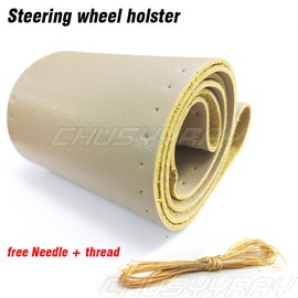 CHUSYYRAY New Leather For TOYOTA Beige 15" Diameter DIY Car Auto Steering Wheel Cover US