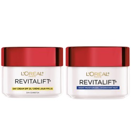 L'Oréal Paris Pro-Retinol + Centella Asiatica SPF 25 Day Cream + Night Cream Kit, Moisturizers for Face, Revitalift, Fights look of wrinkles, Firms Skin, Resist look of Signs of Aging, Skincare - 2-Count, 2x 50 ml