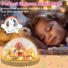 Make Your Own Unicorn Night Light with Music, DIY Edition Unicorn Toys for Girls Creative Magic Nightlight USB Upgrade, Arts and Crafts Kits Lamp Project, Princess Gifts for Kids 4 5 6 7 8 9 Year Old