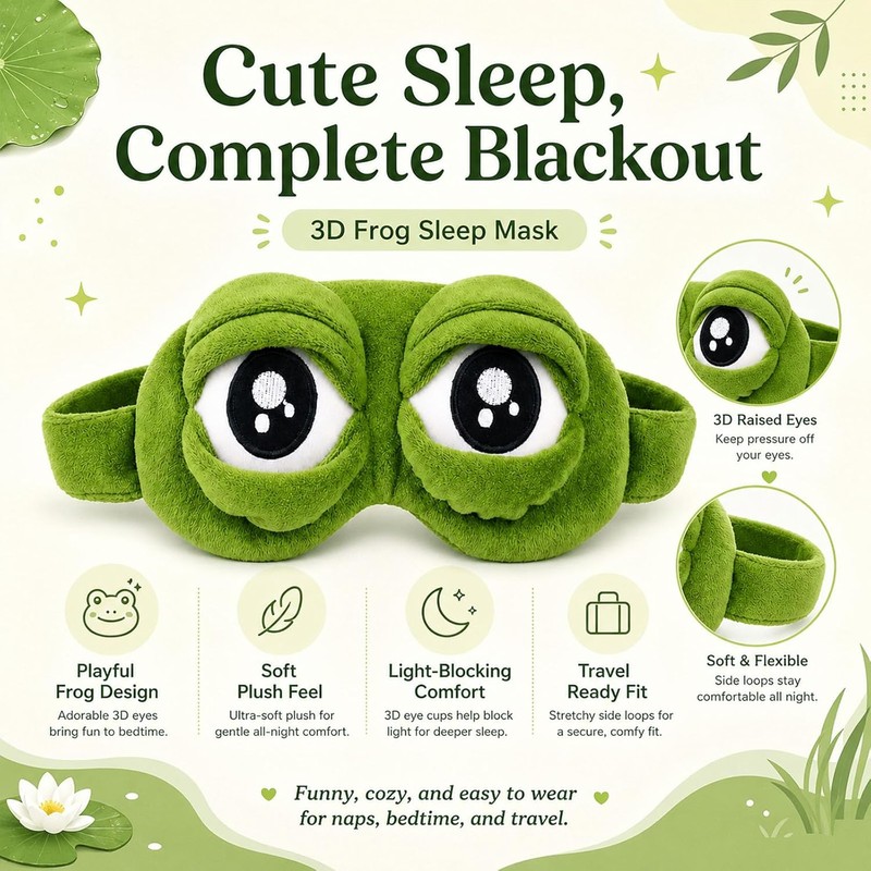2026 New 3D Frog Sleep Mask, Funny Frog Eye Mask,