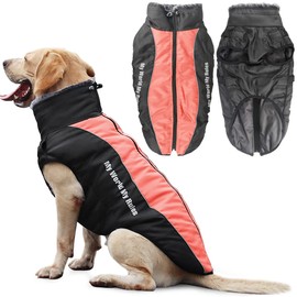 Idepet Dog Coat, Warm Reflective Dog Jacket, Dog Snowsuit for Outdoors, Waterproof Dog Vest for Medium-Sized Dogs with Harness Hole
