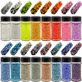 s 16 Colors 2oz Shakers 3D Pearl Glitter Opal Chunky Glitter for Nails Face Body Hair Tumbler Snow Globes Glittercolor: Set15-6 mix colors/Christmas Glitter Gel