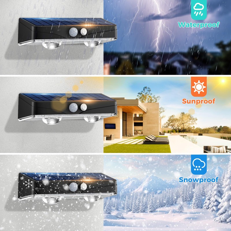 kolpop Warm White Solar Fence Lights Solar Powered,2 Pack Motion