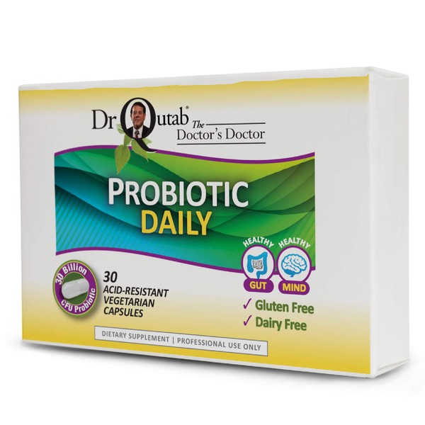 Dr. Qutab. The Doctor's Doctor 30 Billion CFU Probiotic Daily – Gluten Dairy Free -Lactobacillus Acidophilus Probiotics for Women Men - Digestive Enzymes for Immune Support (30 Vegetarian Capsules)