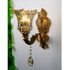 Aeyee Vintage Wall Sconce, Antique Brass Wall Light, Crystal Floral