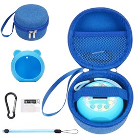 YouKnow Travel Case and Silicone Cover Compatible with Punirunes Interactive Toy Digital Pet, with Full Coverage PET Clear Film (Silicone and Carrying Case) (Blue)