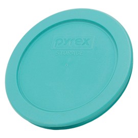 Pyrex (3) 7200-PC 2-Cup, (2) 7201-PC 4-Cip, & (2) 7402-PC 6/7-Cup Turquoise Round Plastic Food Storage Lids - Made in USA