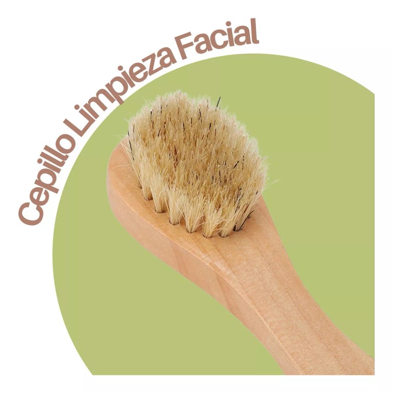 Universo en Linea 2 Cepillos Faciales Exfoliantes Mango Madera Cerda