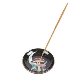 Something Different Wholesale Incense Plate: Fairytale Toadstool Design - Accommodates Incense Sticks and Cones - Enchanting Crescent Moon Incense Holder